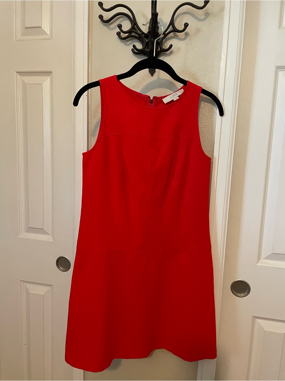 LOFT Bright Red Sleeveless Shift Dress